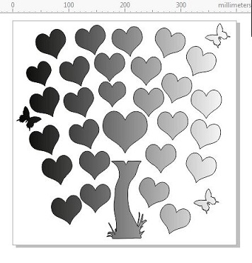 400 X 400 MM HEART TREE CUT OUT A PLACE IN A FRAME WITH NO GLASS